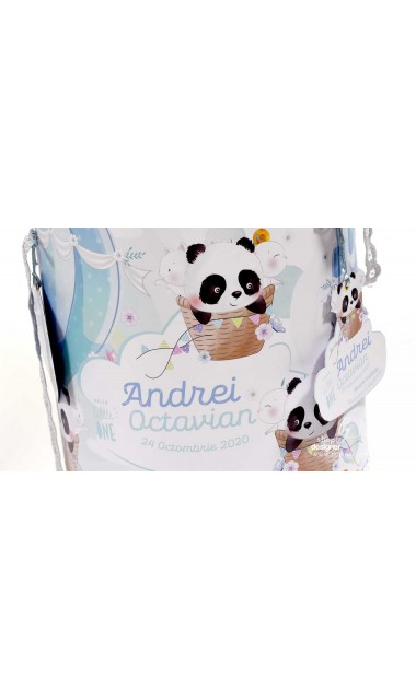 Trusou de botez cu ursuletul Panda ursul polar si baloane de aer cald Panda 14